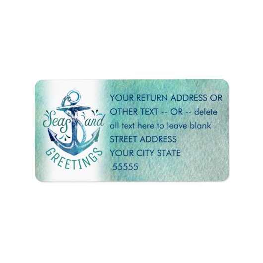 Étiquette Aquarelle "Bonnes Fêtes" nautiques (Devant)