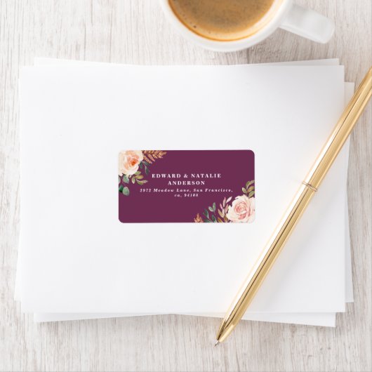 Étiquette aquarelle botanique fleurie et feuillage (En situation)