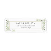 Étiquette Aquarelle Botanique Greenery Adresse de feuillage (Devant)