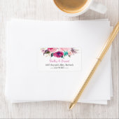 Étiquette Aquarelle Botanique Violet Rouge Fleurs Roses (En situation)