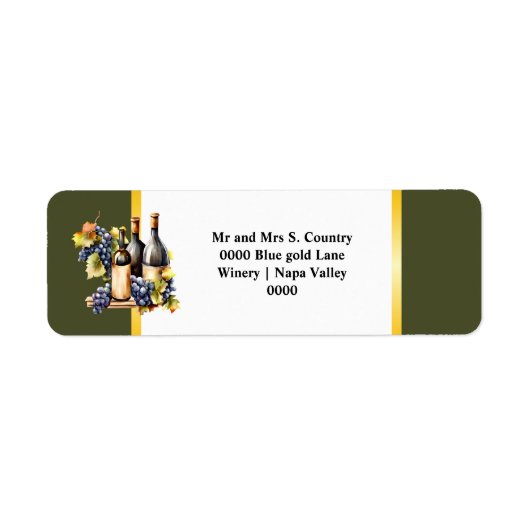 Étiquette Aquarelle bouteilles de vin raisins chic pays vert (Devant)