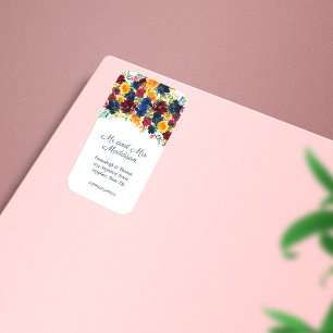 Étiquette Aquarelle brillante Floral Blanc Adresse de retour