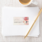 Étiquette Aquarelle Brousse et Roses rose Mariage (En situation)