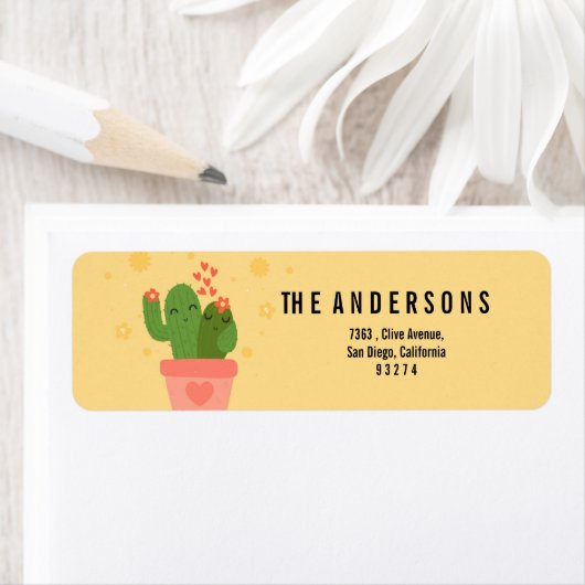 Étiquette aquarelle Cactus (En situation)
