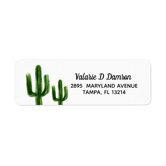 Étiquette Aquarelle Cactus Green Return Adresse Label (Devant)