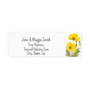 Étiquette Aquarelle California Poppy Garden State Flower