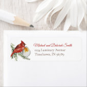 Étiquette Aquarelle Cardinal et À feuillage persistant de No (En situation)