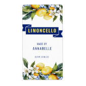 Étiquette Aquarelle Carreaux bleus Lemons Limocello (Devant)