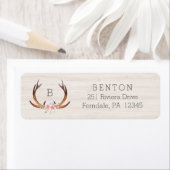 Étiquette Aquarelle Cerf Antler avec Bouquet Floral (En situation)