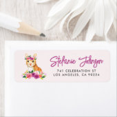 Étiquette Aquarelle Chat Floral Adresse de retour Label II (En situation)