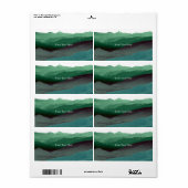 Étiquette Aquarelle Chic Mountian | Bleu et vert | Personnal (Feuille entière)