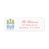 Étiquette Aquarelle Chinoiserie Christmas Bow Topiary (Devant)