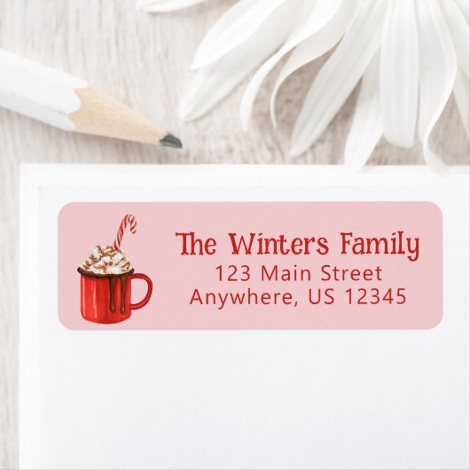 Étiquette Aquarelle Chocolat Chaud Cocacao Adresse de retour (En situation)