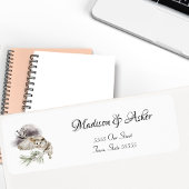 Étiquette Aquarelle Chouette neigeuse Élégante faune boisée