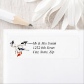 Étiquette Aquarelle Christmas Magpie Bird Berry Bush (En situation)