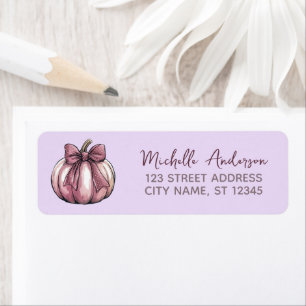 Étiquette Aquarelle Citrouille Coquette Bow Adresse de retou