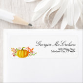 Étiquette Aquarelle Citrouille d'automne (En situation)