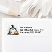 Étiquette Aquarelle citrouille noir chat Fantôme Halloween h (En situation)