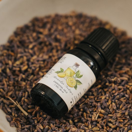 Étiquette Aquarelle Citrus Citrus Essential Oils Botté