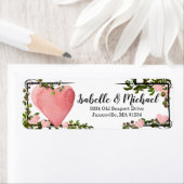 Étiquette Aquarelle Coeur et verdure Retourner l'adresse Éti (En situation)