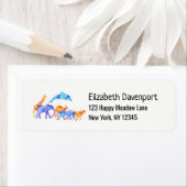 Étiquette Aquarelle colorée du troupeau d'animaux sauvages (En situation)