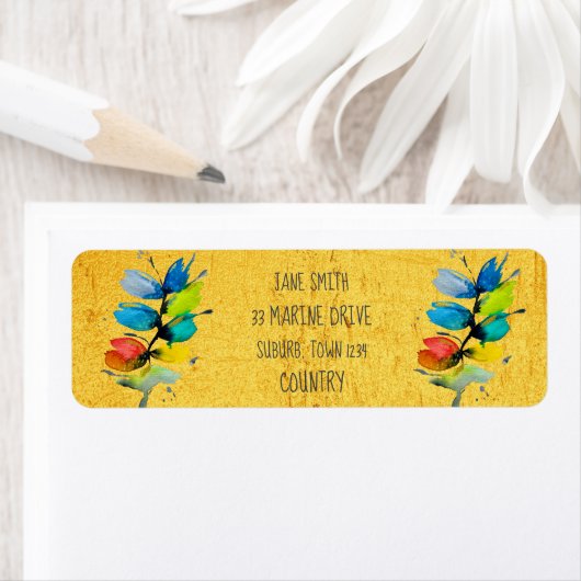 Étiquette Aquarelle colorée lâche abstraite florale (En situation)