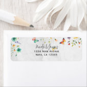 Étiquette Aquarelle colorée Papillon floral (En situation)