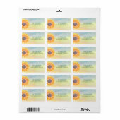 Étiquette Aquarelle colorée Tournesol Adresse de retour (Feuille entière)