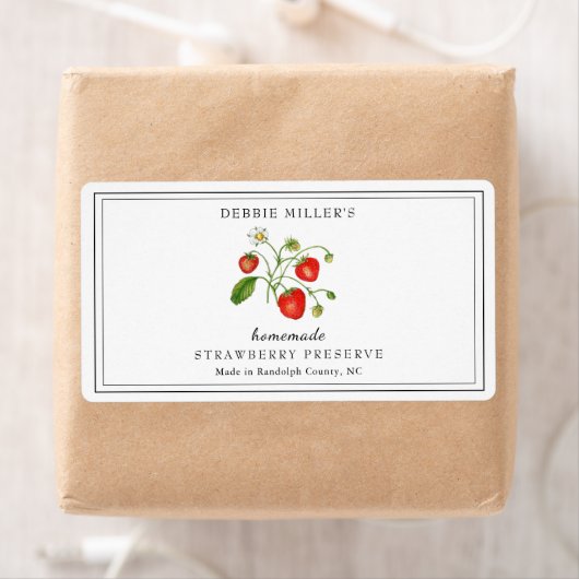 Étiquette Aquarelle Conserver la fraise / Confiture (En situation)