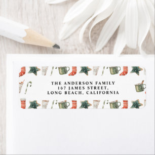 Étiquette Aquarelle cookie de Noël traditionnel élégant