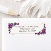 Étiquette Aquarelle couleur or rose vif pourpre Adresse flor (En situation)