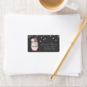 Étiquette Aquarelle Cupcake Macaron Gold Foil Confetti (En situation)