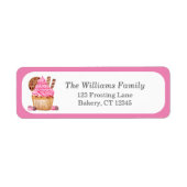 Étiquette Aquarelle Cupcake Rose Au Chocolat Personnaliser (Devant)