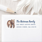 Étiquette Aquarelle Cute Brown Adresse de retour de l'ours | (En situation)