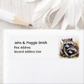 Étiquette Aquarelle Cute Cuddin Raccoons Animal Art (En situation)