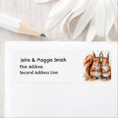 Étiquette Aquarelle Cute Écureuil Écureuil Couple Animal (En situation)