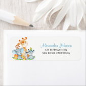 Étiquette Aquarelle Cute Safari Jungle Animaux Garçon (En situation)