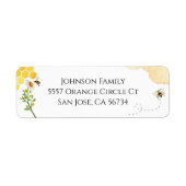 Étiquette Aquarelle Daisy Honey Bee Baby shower Adresse (Devant)