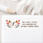 Étiquette Aquarelle d'automne mignonne Monogramme de couronn (En situation)