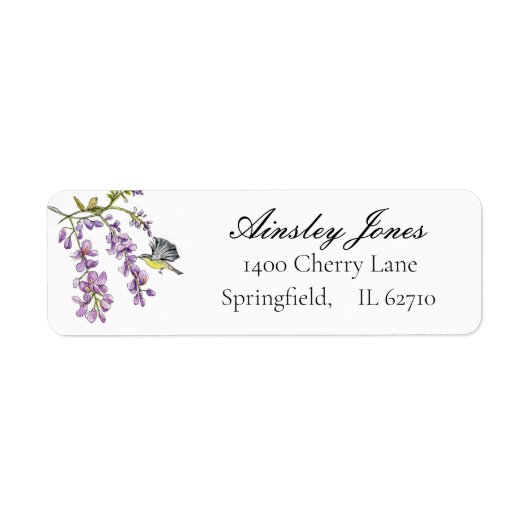Étiquette Aquarelle de fleur Purple Wisteria (Devant)