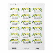 Étiquette Aquarelle de fleurs de citrons (Feuille entière)