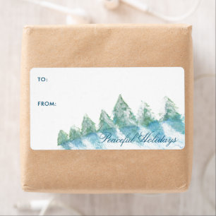 Étiquette Aquarelle de la forêt d'hiver Cadeau de Noël