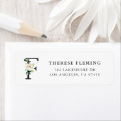 Étiquette Aquarelle de monogramme de la lettre F florale et (En situation)