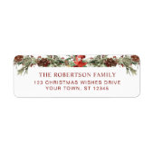 Étiquette Aquarelle de Noël Botanique Adresse de retour (Devant)