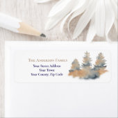 Étiquette Aquarelle de Noël Forêt d'hiver Fir Arbres Nom (En situation)