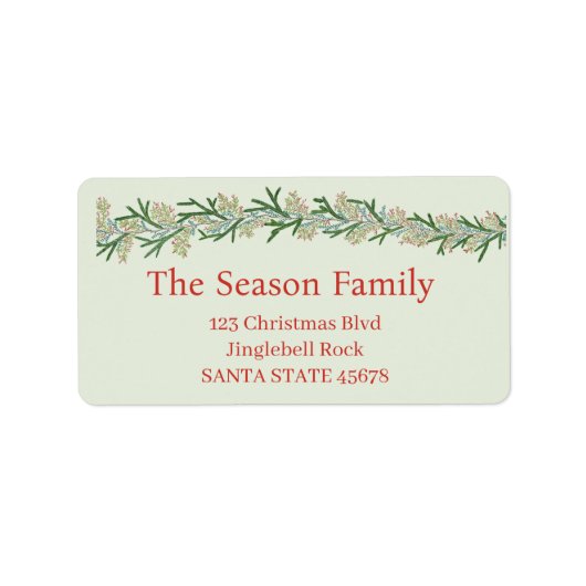 Étiquette Aquarelle de Noël Garland (Devant)