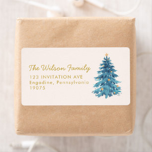 Étiquette Aquarelle de Noël Joyeux Noël Adresse