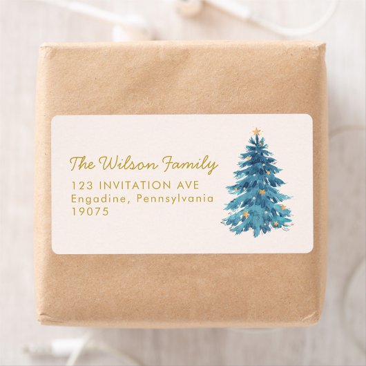 Étiquette Aquarelle de Noël Joyeux Noël Adresse