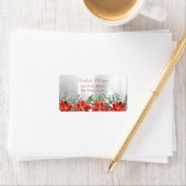 Étiquette Aquarelle de Noël Poinsettia, Argent (En situation)