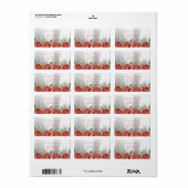 Étiquette Aquarelle de Noël Poinsettia, Argent (Feuille entière)